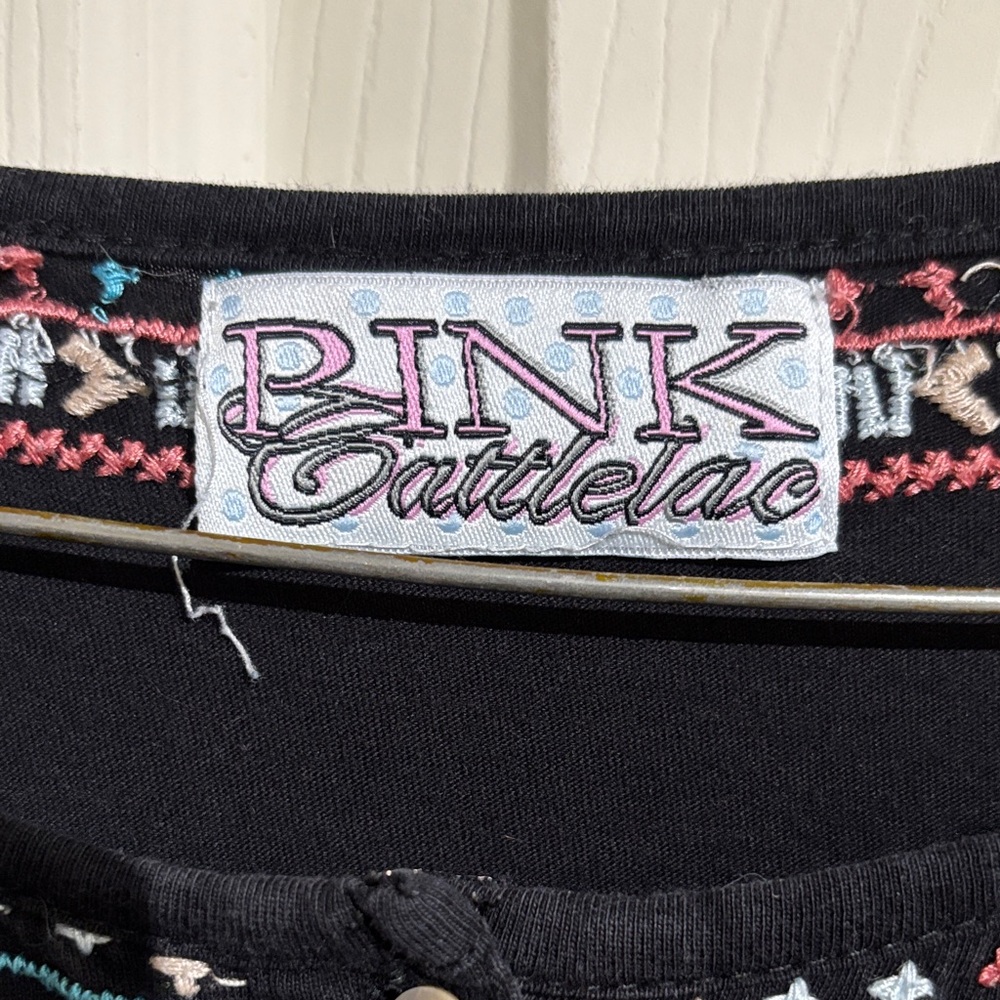 Black Top with Blue and Red Embroidery - Picture 2 of 11